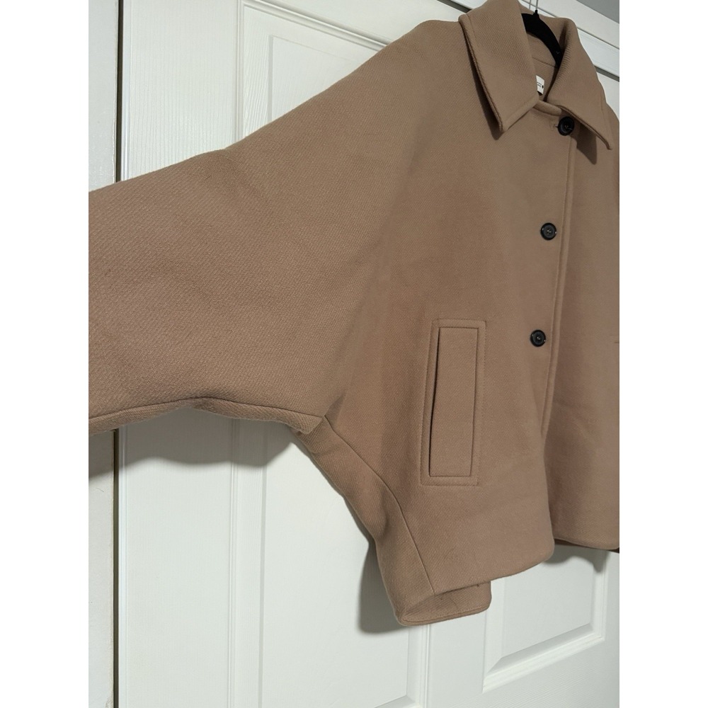 Zara Oversized Brown Wool Short Coat Bat Sleeve Runway City Tik Tok Fall - Picture 5 of 11